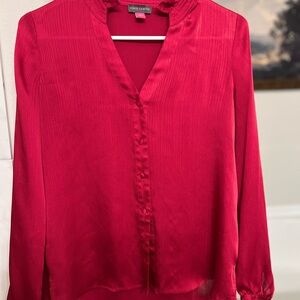 Vince Camuto Red Ruffled Long Sleeve Blouse